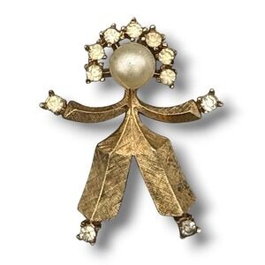 Crown Trifari Alfred Philippe 1940's Hans Katrinka Brooch Person Vermeil